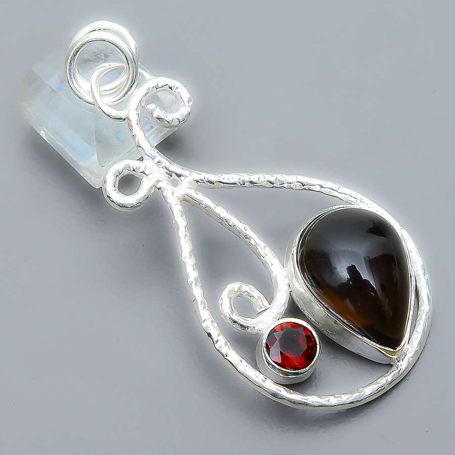 Garnet 925 Sterling Silver Pendant, Handmade Pendant, Pear Pendant, Red Pendant, Unique Silver Pendant, Fine Pendant, Silver Jewelry Pendant