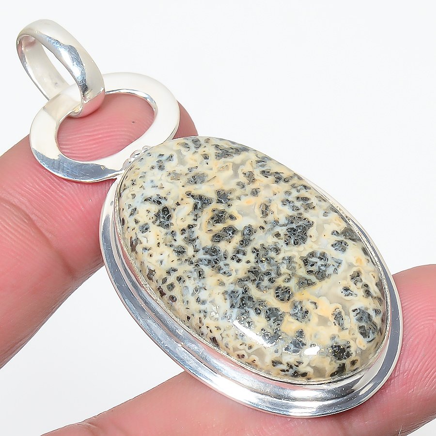 Chalco Pyrite 925 Sterling Silver Pendant, Handmade Pendant, Oval Pendant, Gray Pendant, Unique Silver Pendant, Fine Pendant, Silver Jewelry Pendant