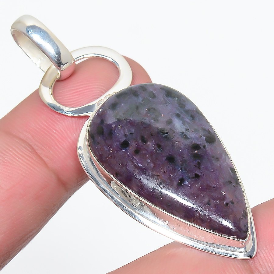 Charoite 925 Sterling Silver Pendant, Handmade Pendant, Pear Pendant, Purple Pendant, Unique Silver Pendant, Fine Pendant, Silver Jewelry Pendant
