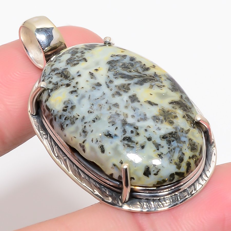 Chalco Pyrite 925 Sterling Silver Pendant, Handmade Pendant, Cushion Pendant, Gray Pendant, Unique Silver Pendant, Fine Pendant, Silver Jewelry Pendant