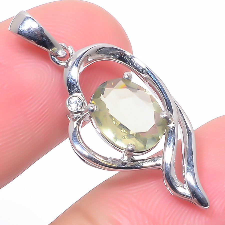 Smoky Quartz & Cz 925 Sterling Silver Pendant, Handmade Pendant, Oval Pendant, Brown Pendant, Unique Silver Pendant, Fine Pendant, Silver Jewelry Pendant