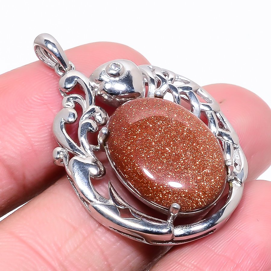 Golden Sunstone & Topaz Silver Fish Pendant, Handmade Pendant, Oval Pendant, Golden Pendant, Unique Silver Pendant, Fine Pendant, Silver Jewelry Pendant