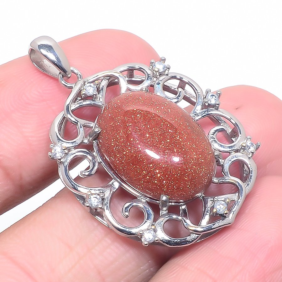 Golden Sunstone 925 Sterling Silver Pendant, Handmade Pendant, Oval Pendant, Golden Pendant, Unique Silver Pendant, Fine Pendant, Silver Jewelry Pendant