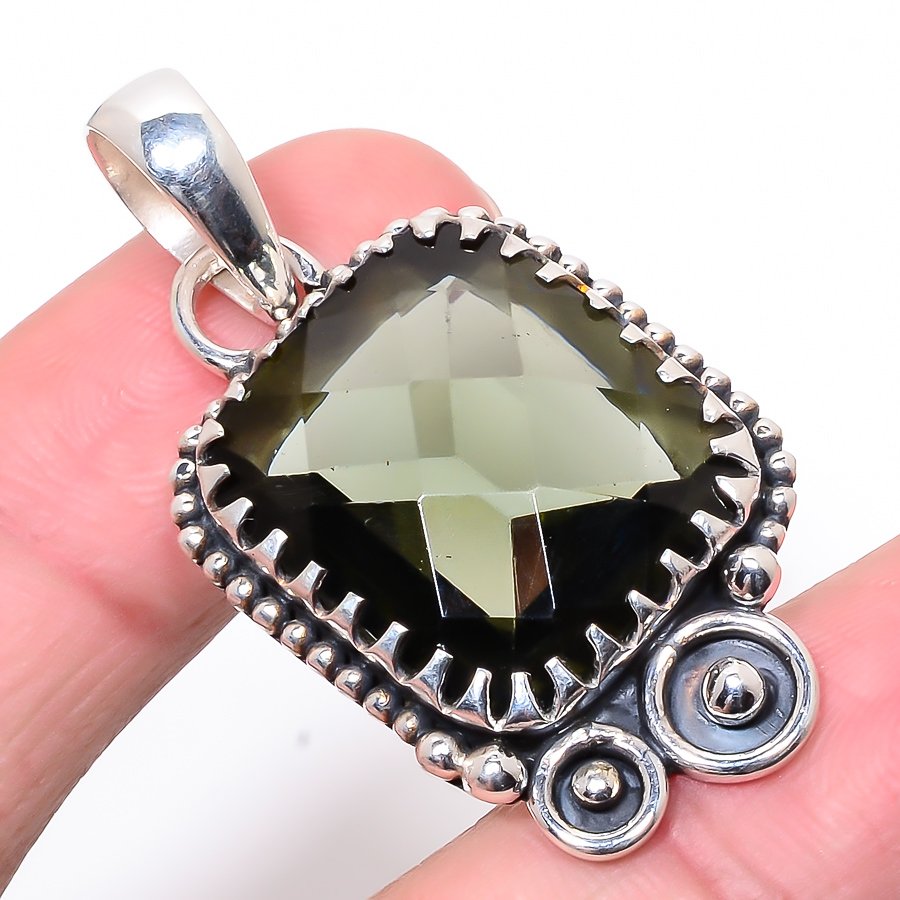 Smoky Quartz 925 Sterling Silver Pendant, Handmade Pendant, Cushion Pendant, Brown Pendant, Unique Silver Pendant, Fine Pendant, Silver Jewelry Pendant