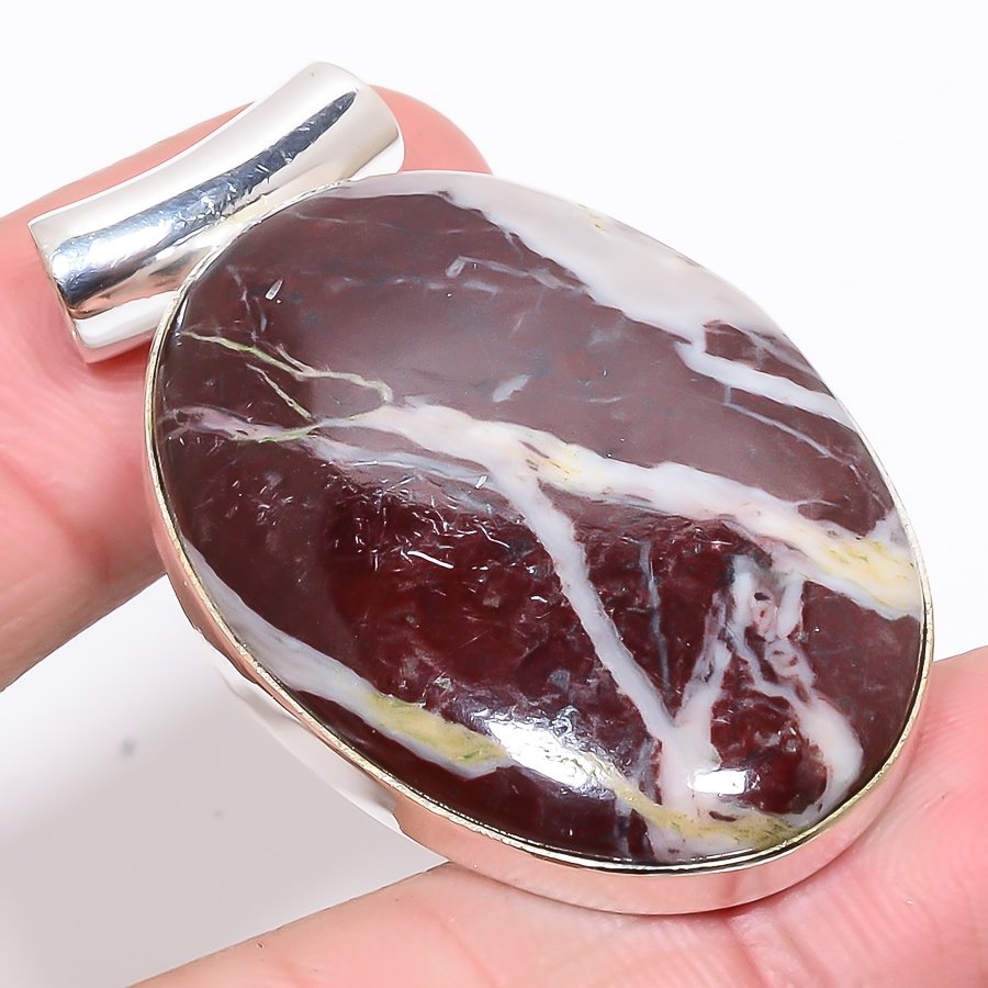 Cappuccino Jasper 925 Sterling Silver Pendant, Handmade Pendant, Oval Pendant, Brown Pendant, Unique Silver Pendant, Fine Pendant, Silver Jewelry Pendant
