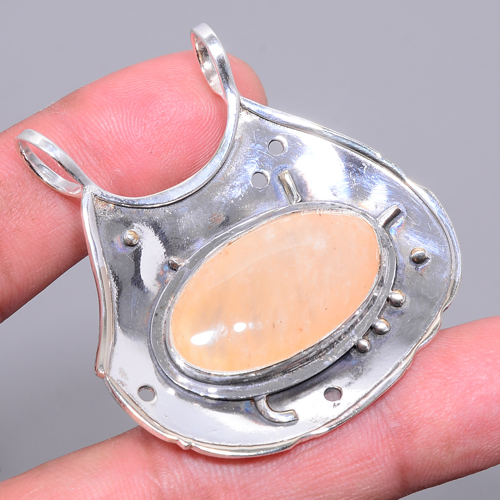 Angle Hair Quartz 925 Sterling Silver Pendant, Handmade Pendant, Oval Pendant, Golden Pendant, Unique Silver Pendant, Fine Pendant, Silver Jewelry Pendant