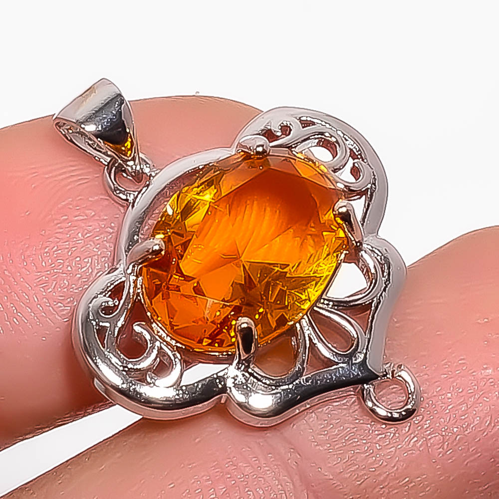 Citrine Tourmaline 925 Sterling Silver Pendant, Handmade Pendant, Oval Pendant, Yellow Pendant, Unique Silver Pendant, Fine Pendant, Silver Jewelry Pendant