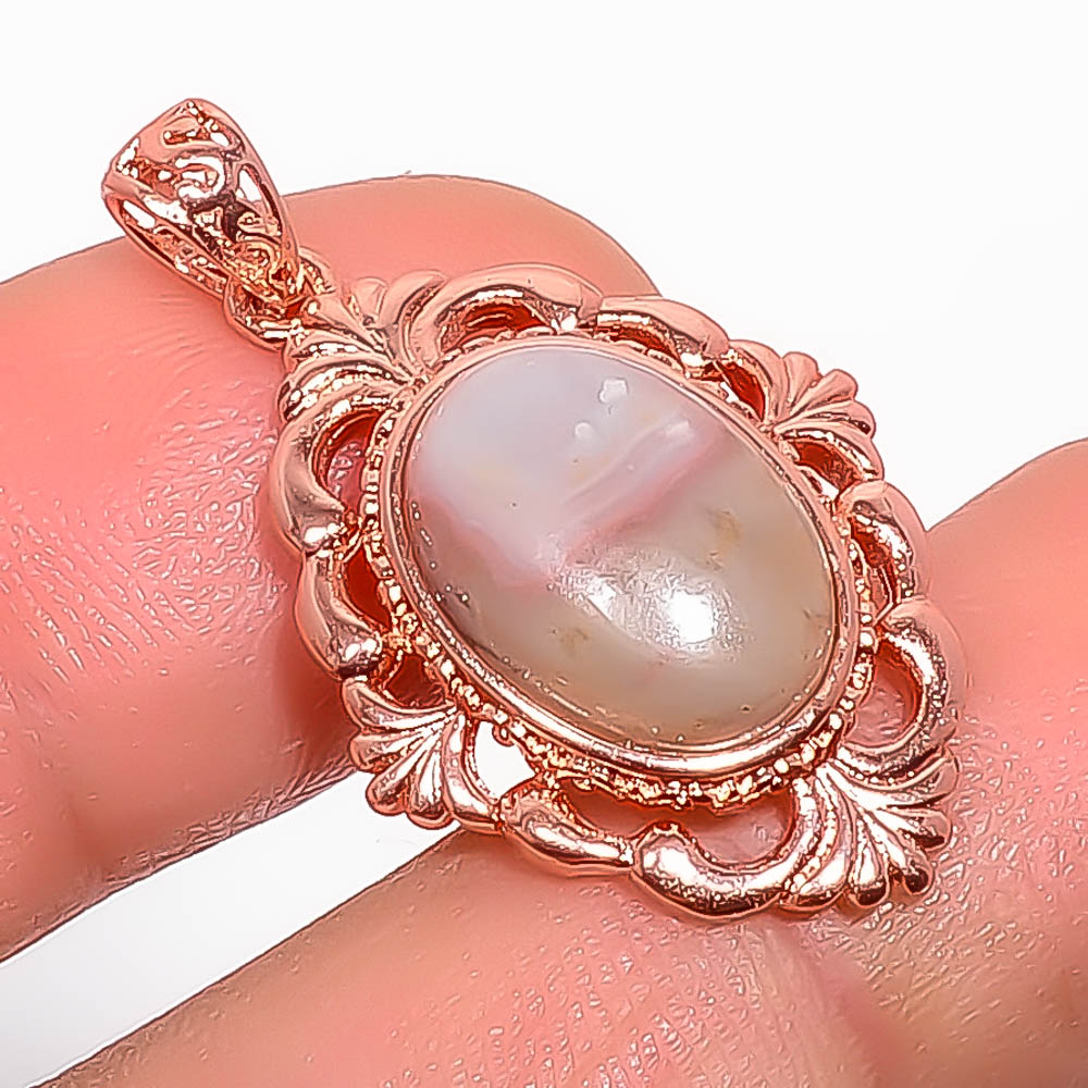 Crazy Lace Agate 925 Sterling Silver Pendant, Handmade Pendant, Oval Pendant, Brown Pendant, Unique Silver Pendant, Fine Pendant, Silver Jewelry Pendant