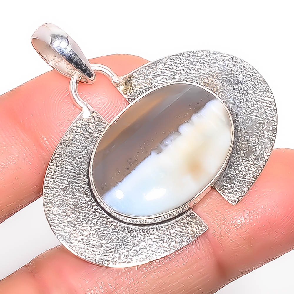 Owyhee Blue Opal 925 Sterling Silver Pendant, Handmade Pendant, Oval Pendant, Blue Pendant, Unique Silver Pendant, Fine Pendant, Silver Jewelry Pendant