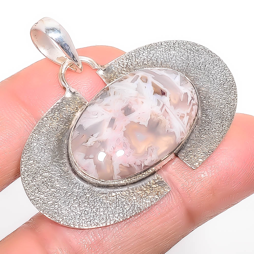 Stick Agate 925 Sterling Silver Pendant, Handmade Pendant, Oval Pendant, Brown Pendant, Unique Silver Pendant, Fine Pendant, Silver Jewelry Pendant