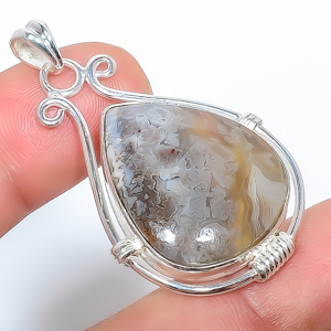 Stick Agate 925 Sterling Silver Pendant, Handmade Pendant, Pear Pendant, Brown Pendant, Unique Silver Pendant, Fine Pendant, Silver Jewelry Pendant