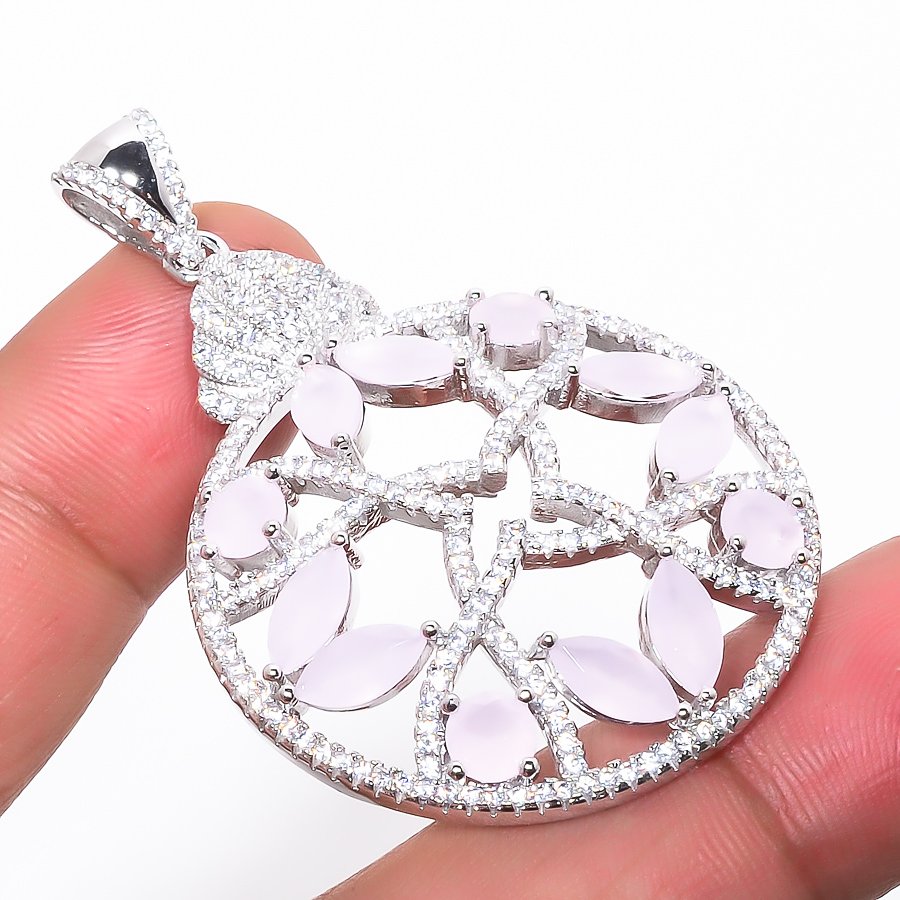 Pink Chalcedony 925 Sterling Silver Pendant, Handmade Pendant, Marquise Pendant, Pink Pendant, Unique Silver Pendant, Fine Pendant, Silver Jewelry Pendant