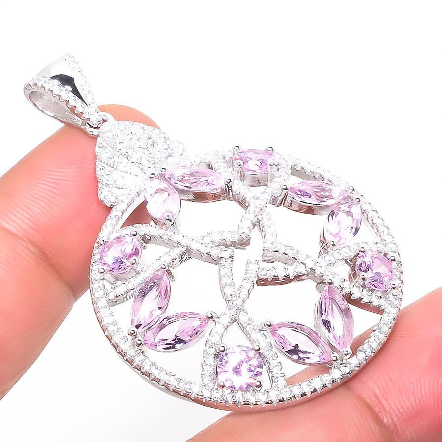 Rose Quartz 925 Sterling Silver Pendant, Handmade Pendant, Marquise Pendant, Pink Pendant, Unique Silver Pendant, Fine Pendant, Silver Jewelry Pendant
