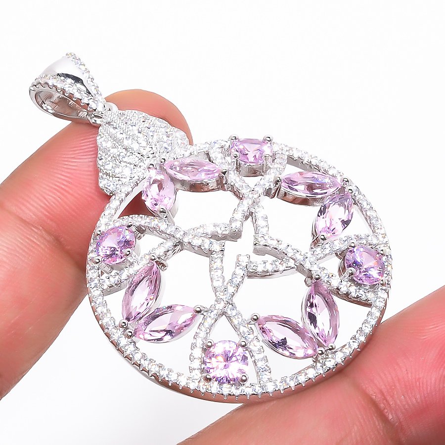 Rose Quartz 925 Sterling Silver Pendant, Handmade Pendant, Marquise Pendant, Pink Pendant, Unique Silver Pendant, Fine Pendant, Silver Jewelry Pendant