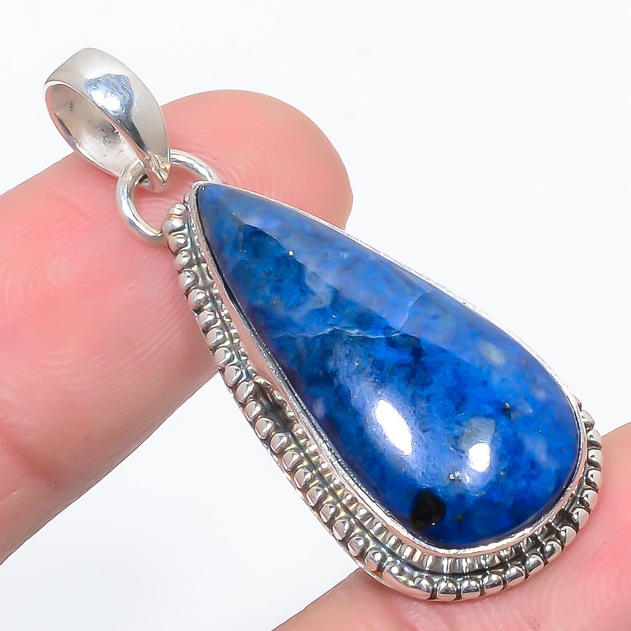 Lazulite 925 Sterling Silver Pendant, Handmade Pendant, Pear Pendant, Blue Pendant, Unique Silver Pendant, Fine Pendant, Silver Jewelry Pendant