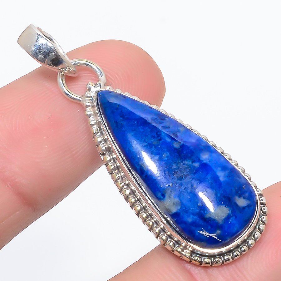 Lazulite 925 Sterling Silver Pendant, Handmade Pendant, Pear Pendant, Blue Pendant, Unique Silver Pendant, Fine Pendant, Silver Jewelry Pendant