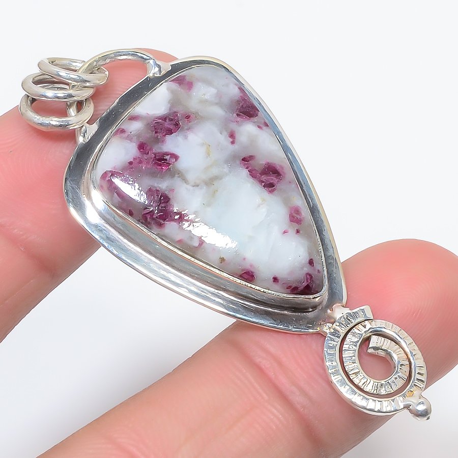 Pink Tourmaline 925 Sterling Silver Pendant, Handmade Pendant, Trillion Pendant, Pink Pendant, Unique Silver Pendant, Fine Pendant, Silver Jewelry Pendant
