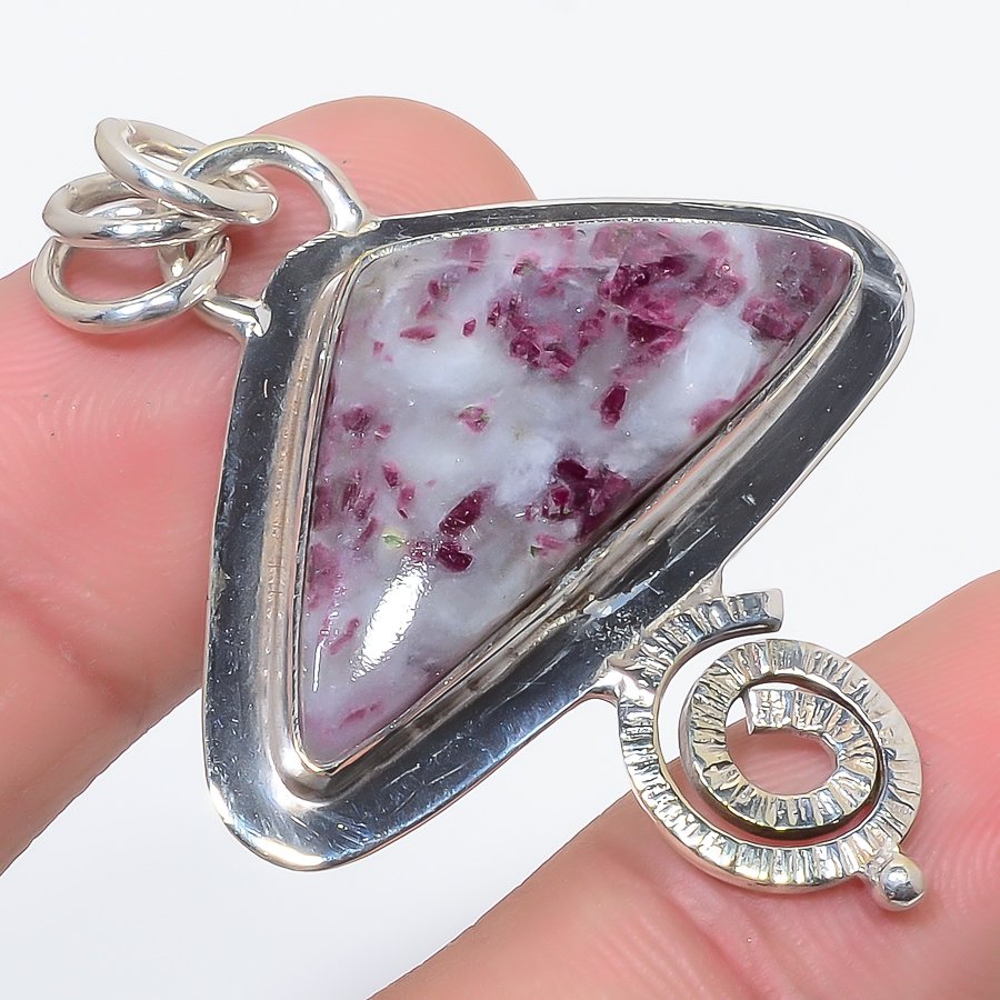Pink Tourmaline 925 Sterling Silver Pendant, Handmade Pendant, Trillion Pendant, Pink Pendant, Unique Silver Pendant, Fine Pendant, Silver Jewelry Pendant