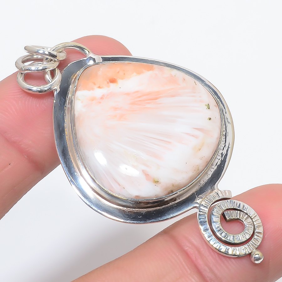 Pink Scolecite 925 Sterling Silver Pendant, Handmade Pendant, Pear Pendant, Pink Pendant, Unique Silver Pendant, Fine Pendant, Silver Jewelry Pendant