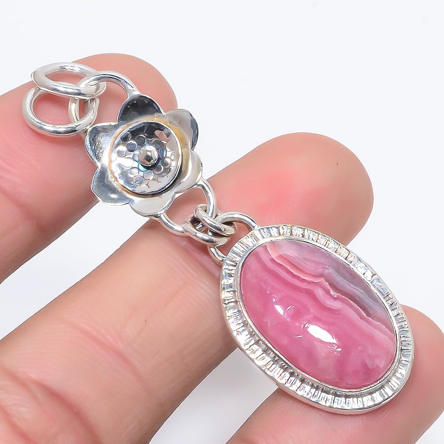 Rhodochrosite 925 Sterling Silver Pendant, Handmade Pendant, Pear Pendant, Pink Pendant, Unique Silver Pendant, Fine Pendant, Silver Jewelry Pendant