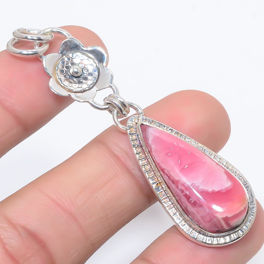 Rhodochrosite 925 Sterling Silver Pendant, Handmade Pendant, Pear Pendant, Pink Pendant, Unique Silver Pendant, Fine Pendant, Silver Jewelry Pendant