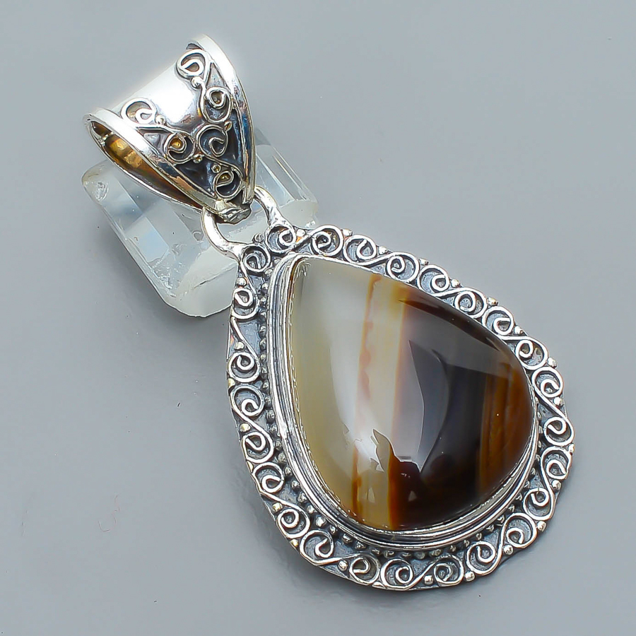 Montana Agate 925 Sterling Silver Pendant, Handmade Pendant, Pear Pendant, yellow Pendant, Unique Silver Pendant, Fine Pendant, Silver Jewelry Pendant