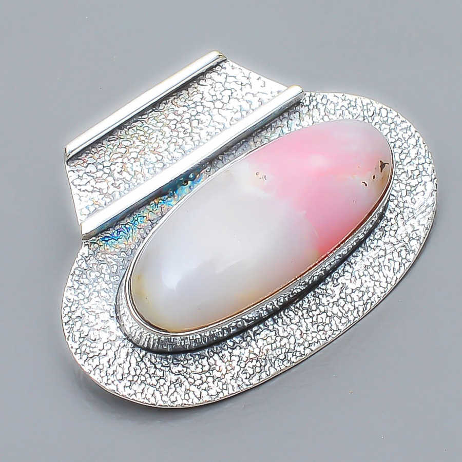 Baby Pink Opal 925 Sterling Silver Pendant, Handmade Pendant, Oval Pendant, Pink Pendant, Unique Silver Pendant, Fine Pendant, Silver Jewelry Pendant