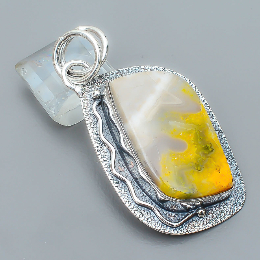 Bumble Bee Jasper 925 Sterling Silver Pendant, Handmade Pendant, Fancy Pendant, Yellow Pendant, Unique Silver Pendant, Fine Pendant, Silver Jewelry Pendant