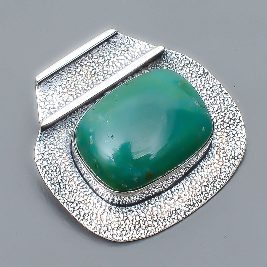 Tibetan Turquoise 925 Sterling Silver Pendant, Handmade Pendant, Cushion Pendant, Blue Pendant, Unique Silver Pendant, Fine Pendant, Silver Jewelry Pendant