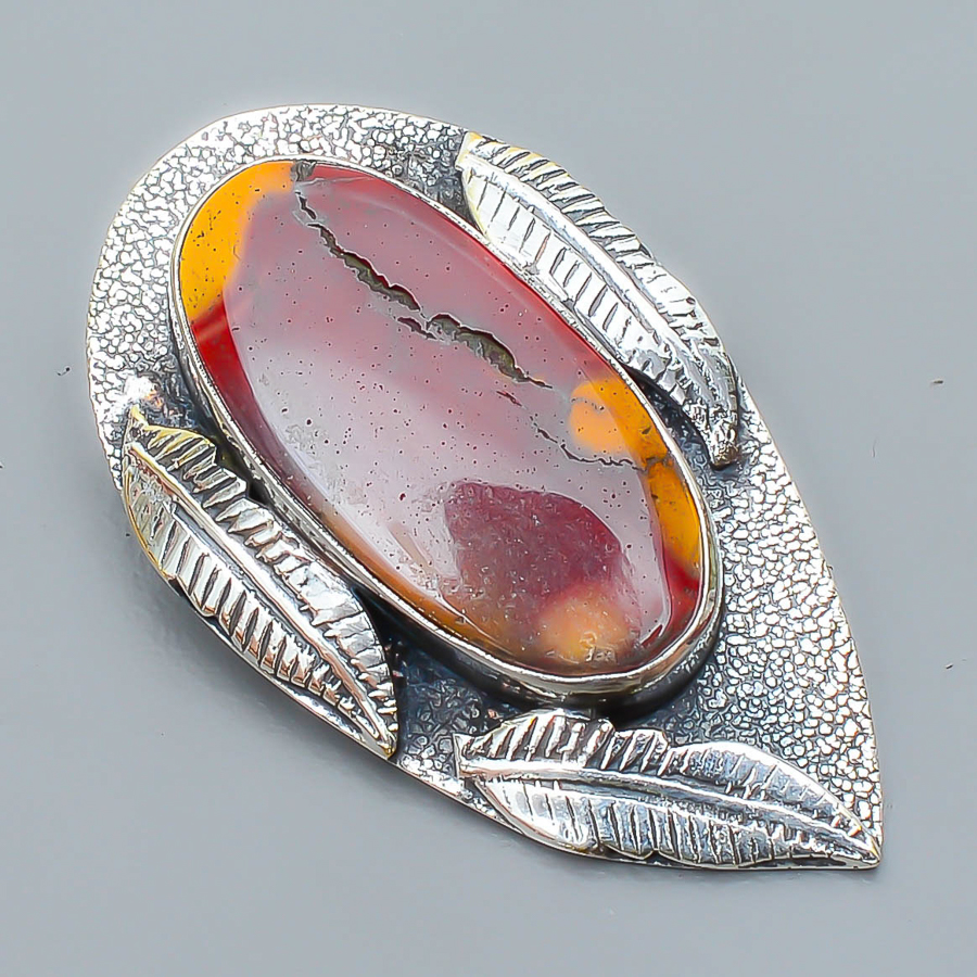 Mookaite 925 Sterling Silver Pendant, Handmade Pendant, Oval Pendant, Red Pendant, Unique Silver Pendant, Fine Pendant, Silver Jewelry Pendant