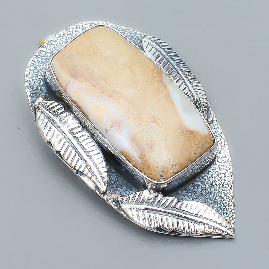 Petrified Peanut Wood Jasper 925 Sterling Silver Pendant, Handmade Pendant, Cushion Pendant, Brown Pendant, Unique Silver Pendant, Fine Pendant, Silver Jewelry Pendant