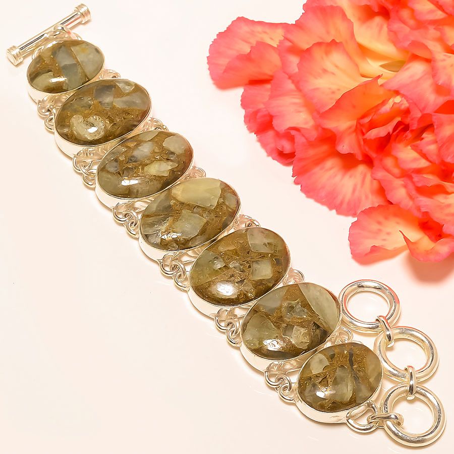 Copper Aquamarine 925 Sterling Silver Bracelet Jewelry