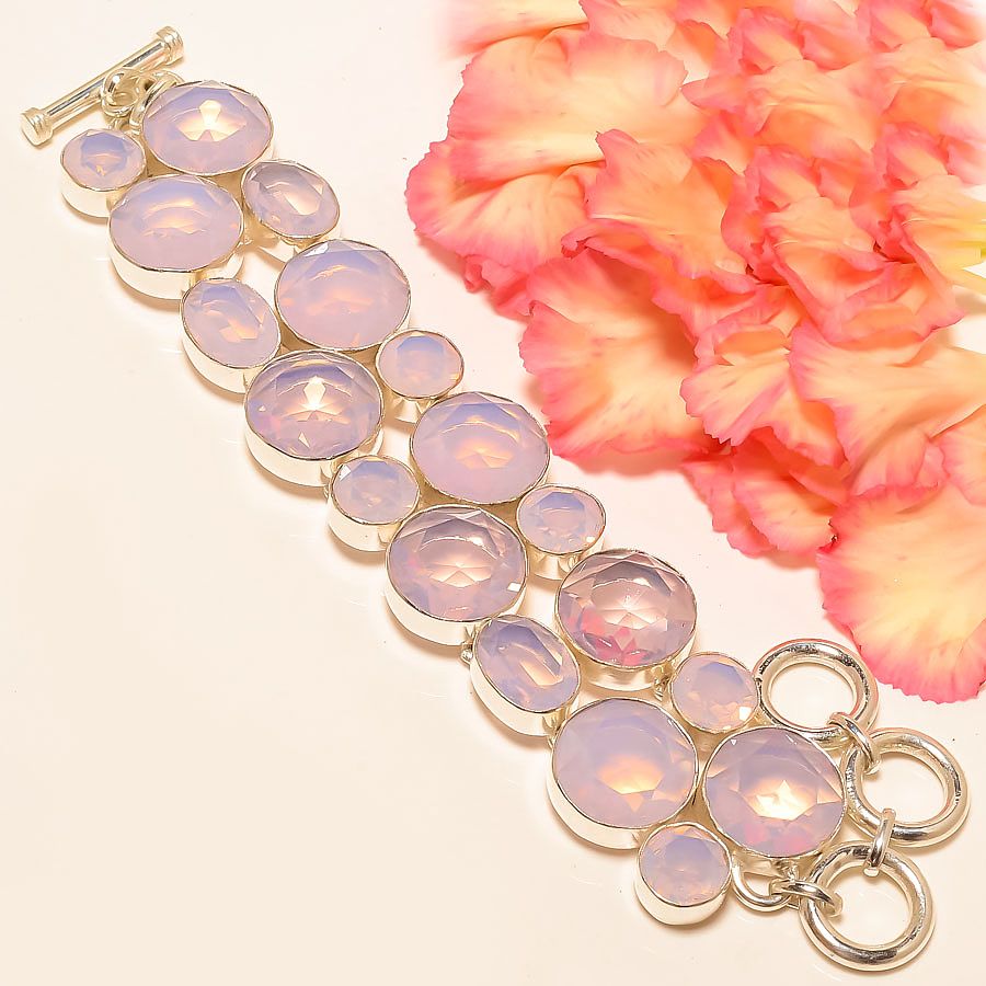 Milky Fire Opal 925 Sterling Silver Bracelet Jewelry 